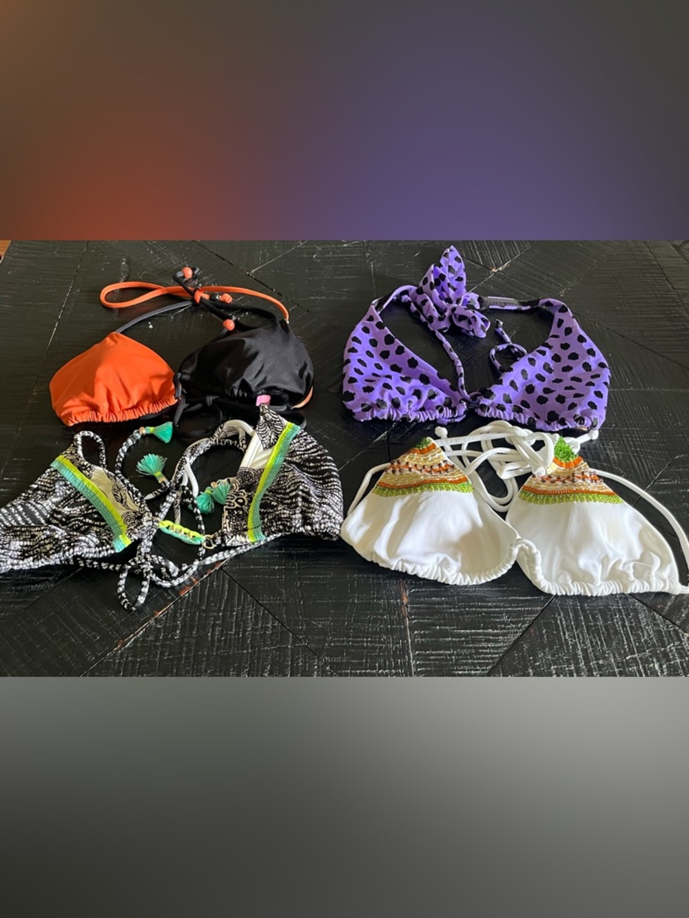 Victoria’s Secret Triangle Bikini Top Bundle. Lot of 4. All Size M